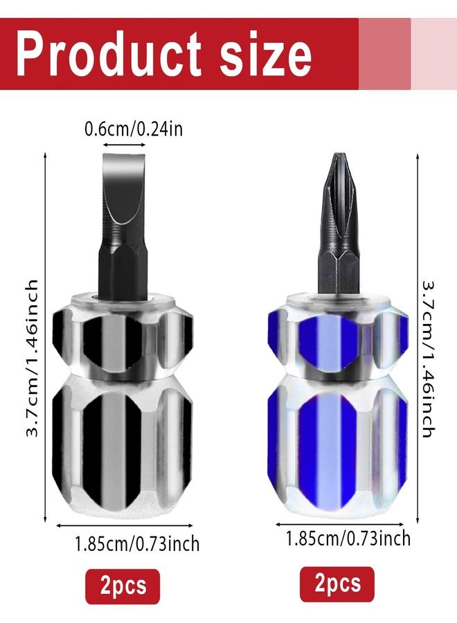 TARINI 4Pcs Small Screwdriver Set, Stubby Mini Screwdriver Set - Flat & Phillips Head Precision Repair Tools, Black Blue Anti-Slip Handle for Sewing Machines Small Appliances Crafts - Image 2